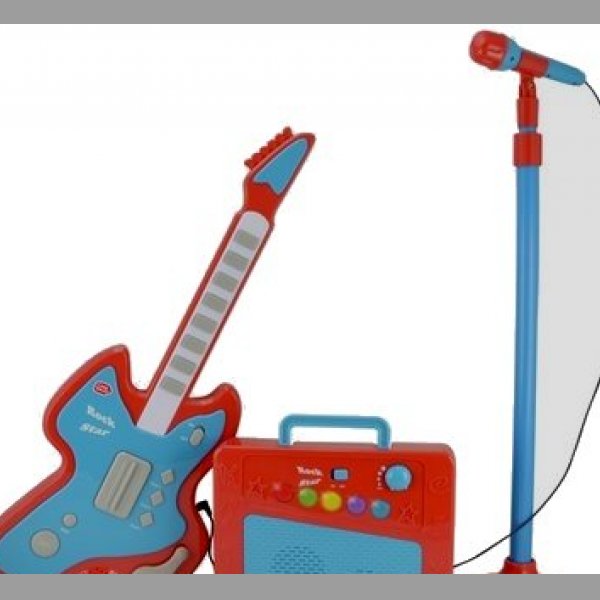 Dětská elektrická kytara ,mikrofon a zesilovače - NOVÉ